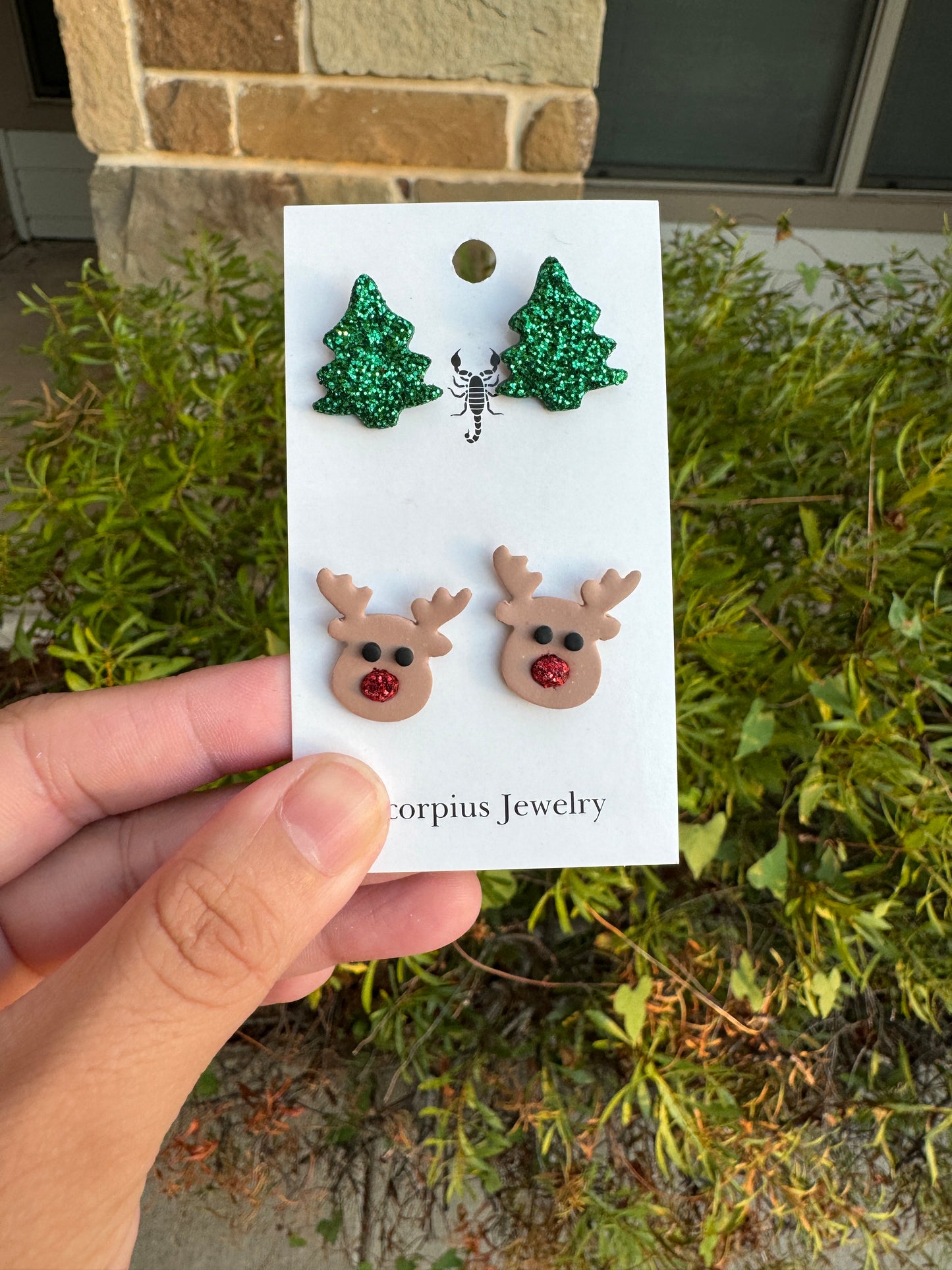 Glitter Christmas Studs